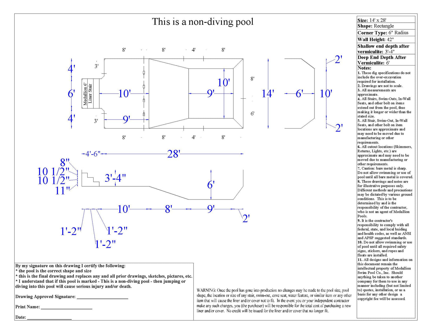 DIY Rectangular Pool Kit - Above Ground - Semi Inground - Fully Inground - Steel or Aluminum - Non-Diving