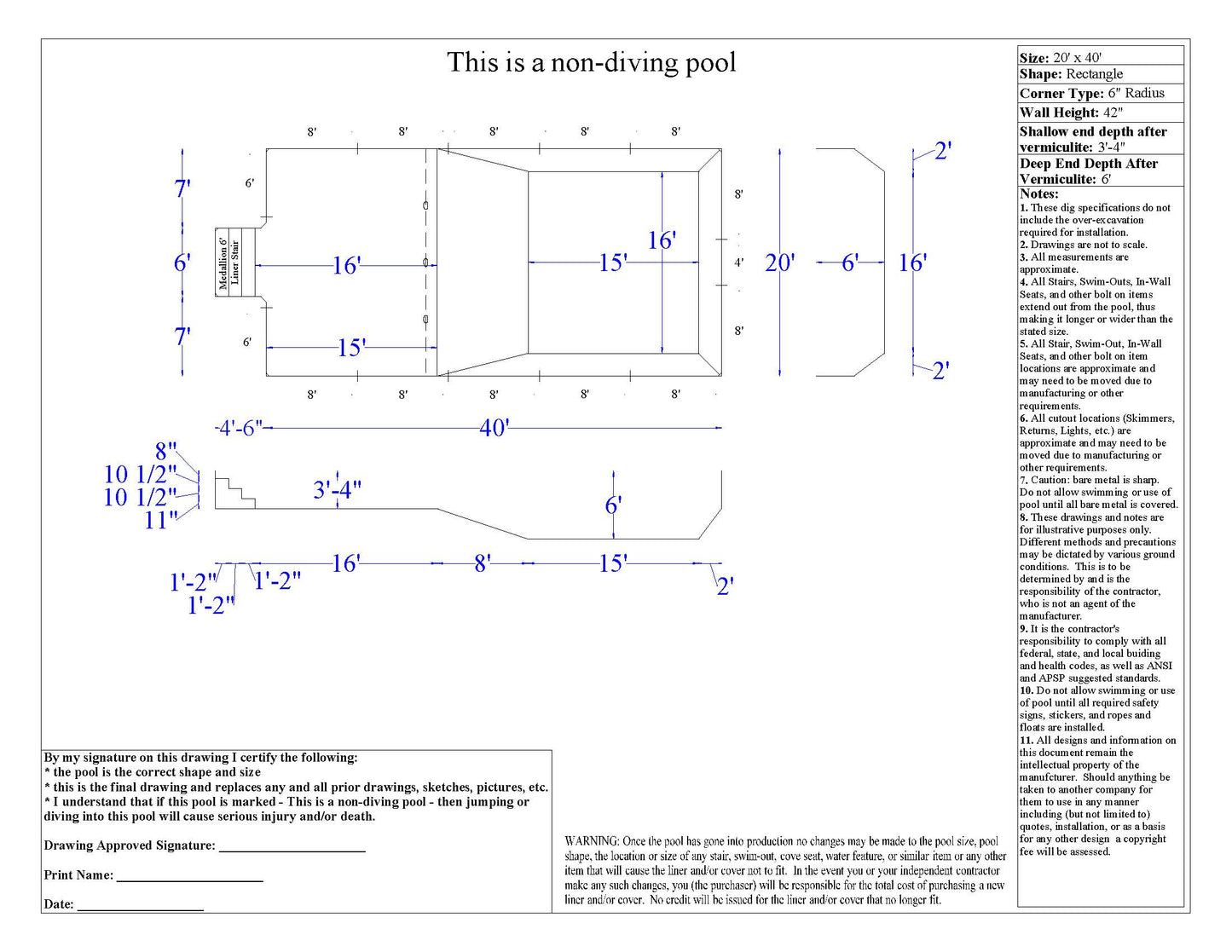 DIY Rectangular Pool Kit - Above Ground - Semi Inground - Fully Inground - Steel or Aluminum - Non-Diving