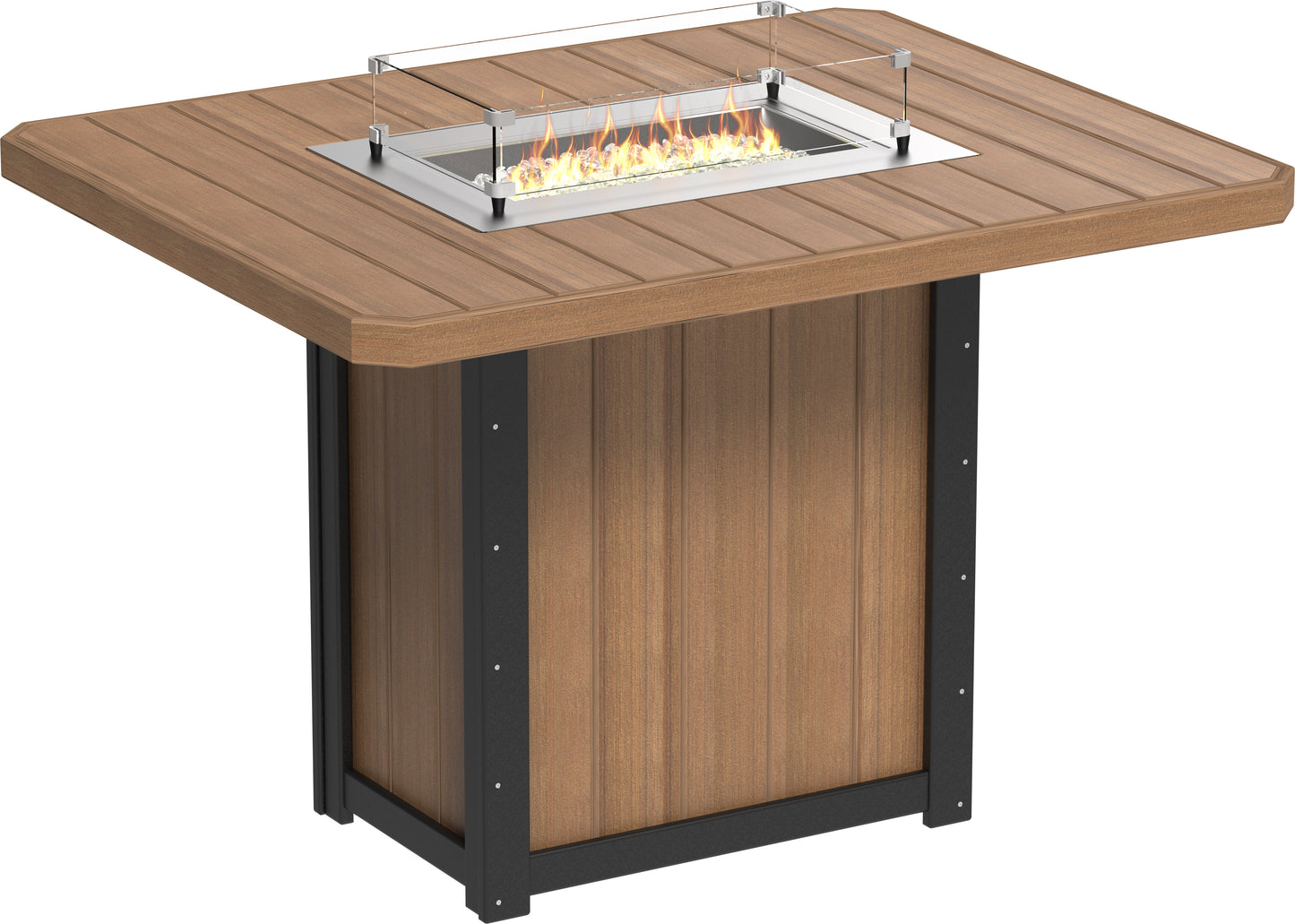 LuxCraft Poly 62" Lumin Rectangular Fire Table - Dining - Counter - Bar Fire Table