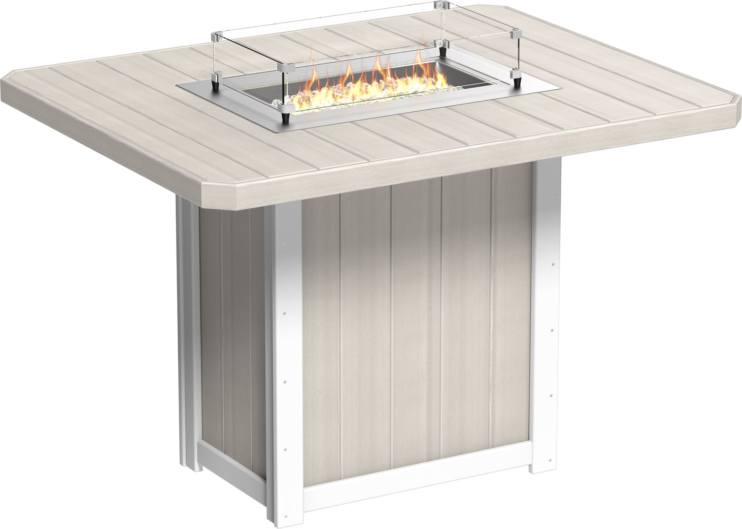 LuxCraft Poly 62" Lumin Rectangular Fire Table - Dining - Counter - Bar Fire Table