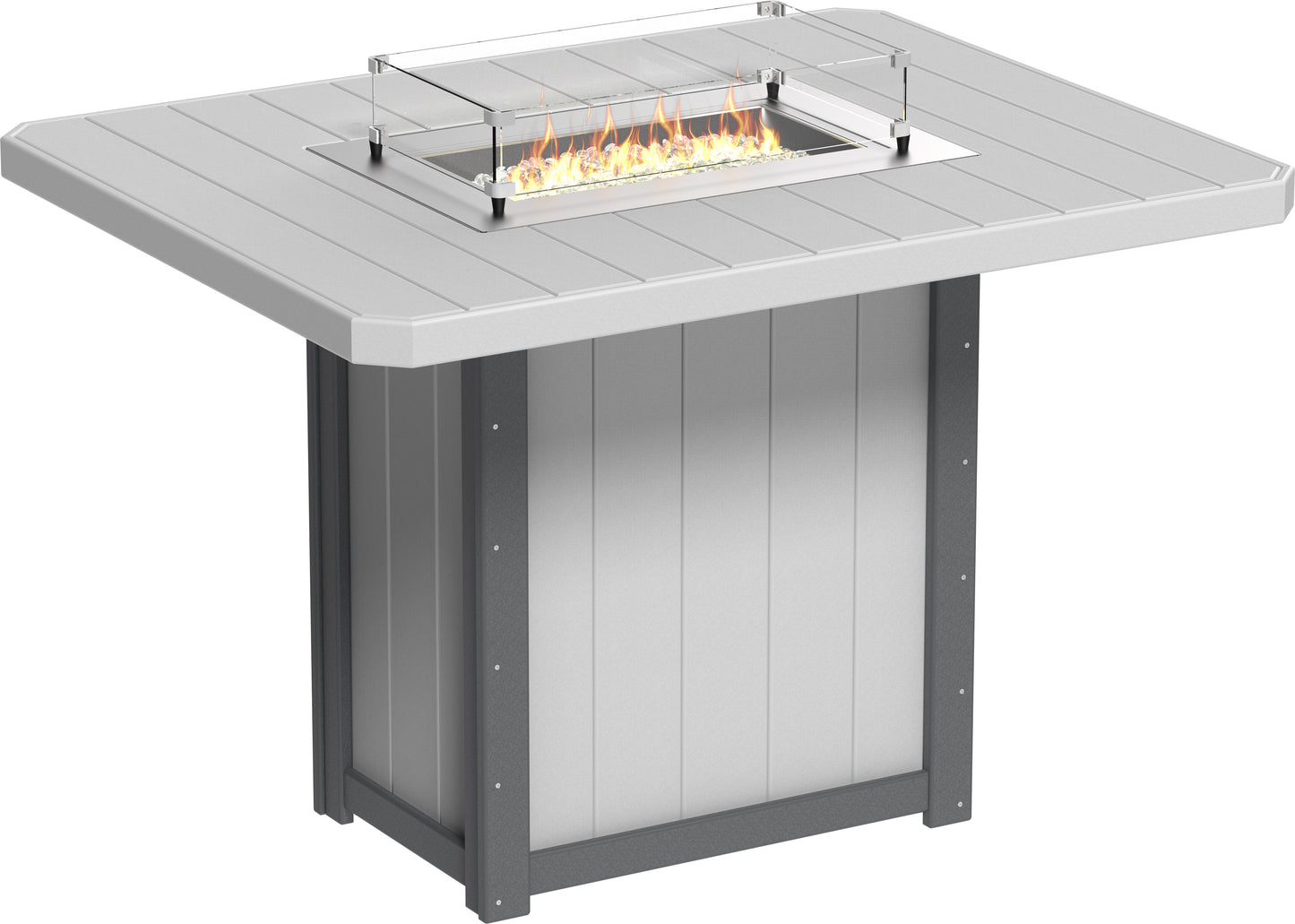 LuxCraft Poly 62" Lumin Rectangular Fire Table - Dining - Counter - Bar Fire Table