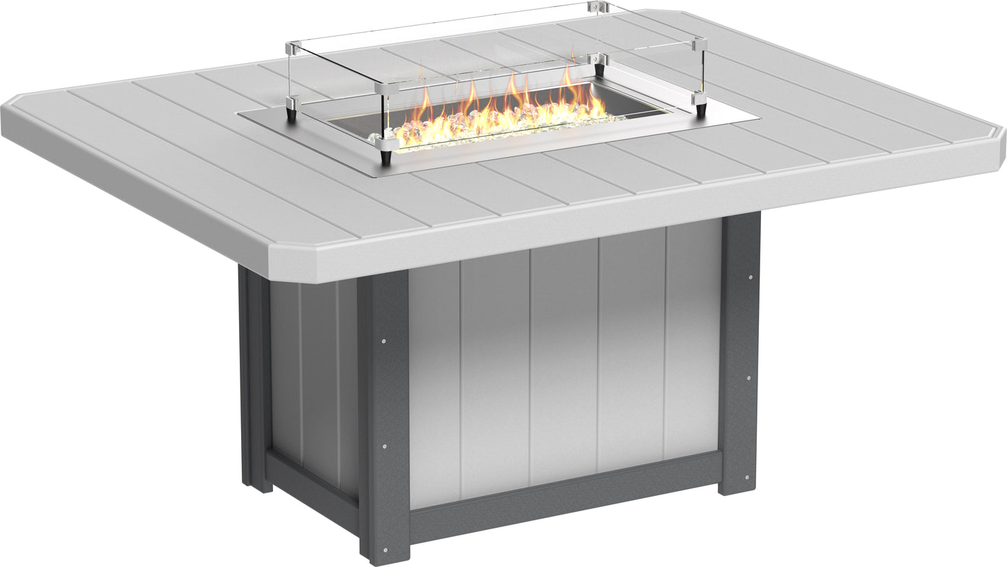 LuxCraft Poly 62" Lumin Rectangular Fire Table - Dining - Counter - Bar Fire Table