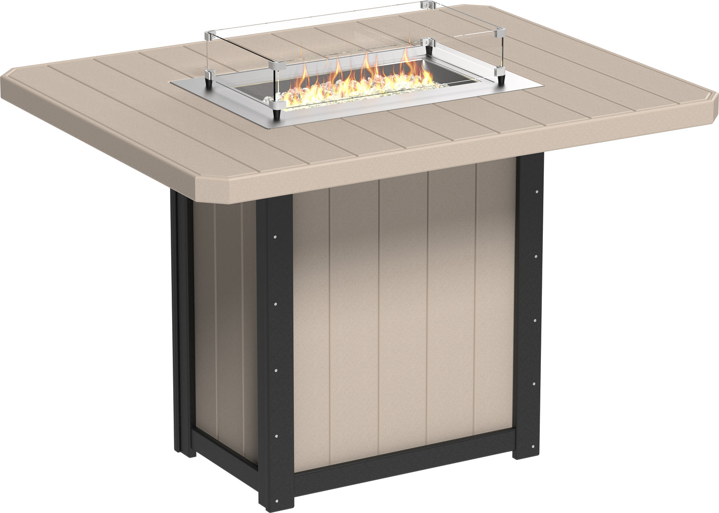 LuxCraft Poly 62" Lumin Rectangular Fire Table - Dining - Counter - Bar Fire Table