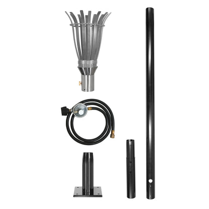 The Outdoor Plus Woven Fire Torch and Post Kit - Stainless Steel - Propane - Natural Gas