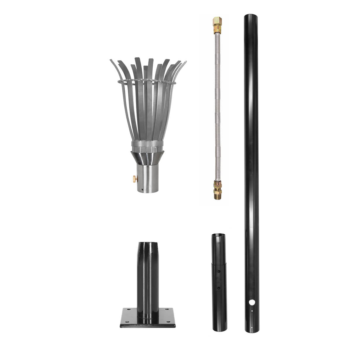 The Outdoor Plus Woven Fire Torch and Post Kit - Stainless Steel - Propane - Natural Gas