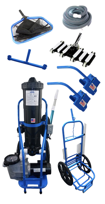 DIY Pool Shop Pro Commercial Pool Cleaner Performance Package - Portable Vacuum System - Service Cart - T-Bar Mount - 2 Hitches - Vac Kit