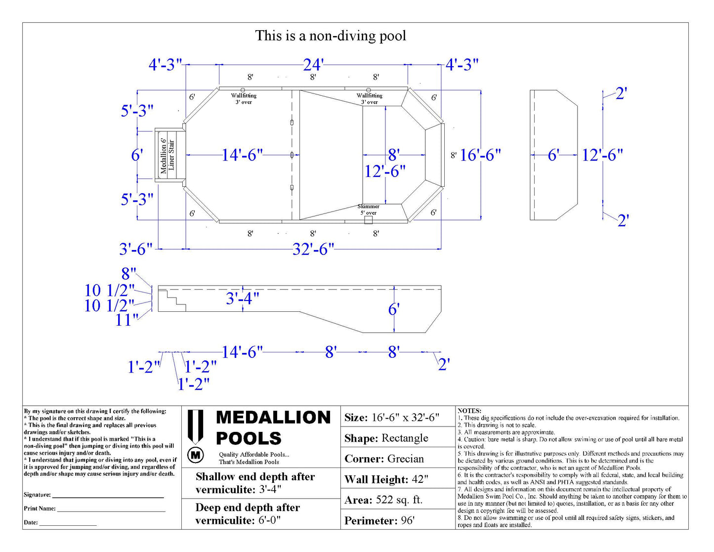 DIY Grecian Pool Kit - Above Ground - Semi Inground - Fully Inground - Steel or Aluminum - Non-Diving