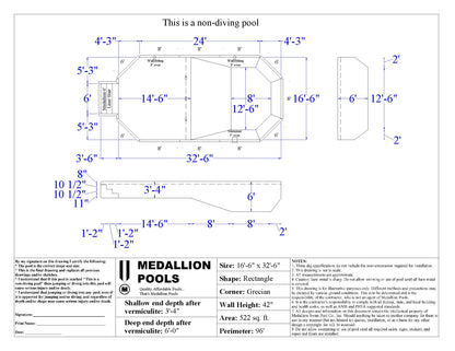 DIY Grecian Pool Kit - Above Ground - Semi Inground - Fully Inground - Steel or Aluminum - Non-Diving