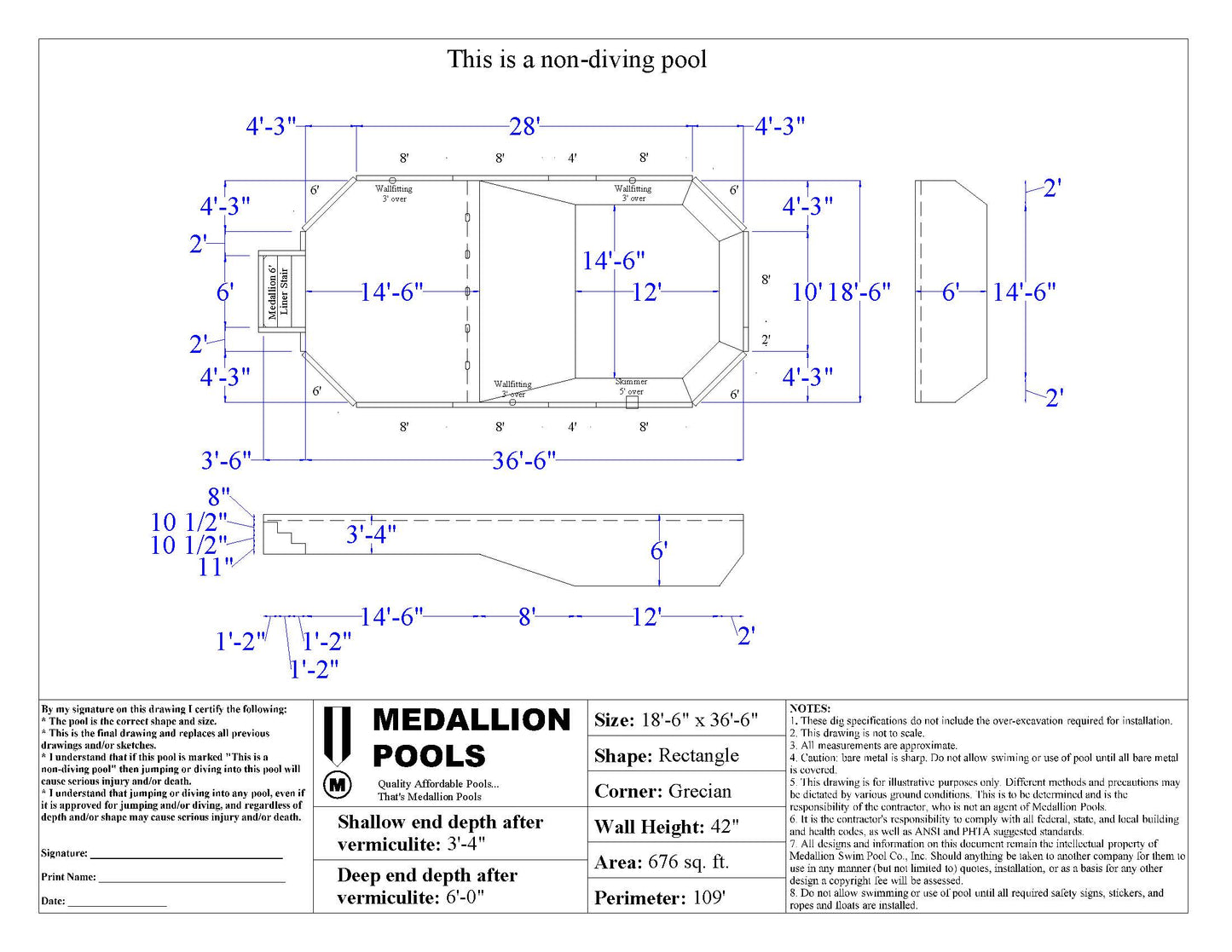 DIY Grecian Pool Kit - Above Ground - Semi Inground - Fully Inground - Steel or Aluminum - Non-Diving