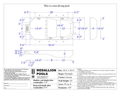 DIY Grecian Pool Kit - Above Ground - Semi Inground - Fully Inground - Steel or Aluminum - Non-Diving