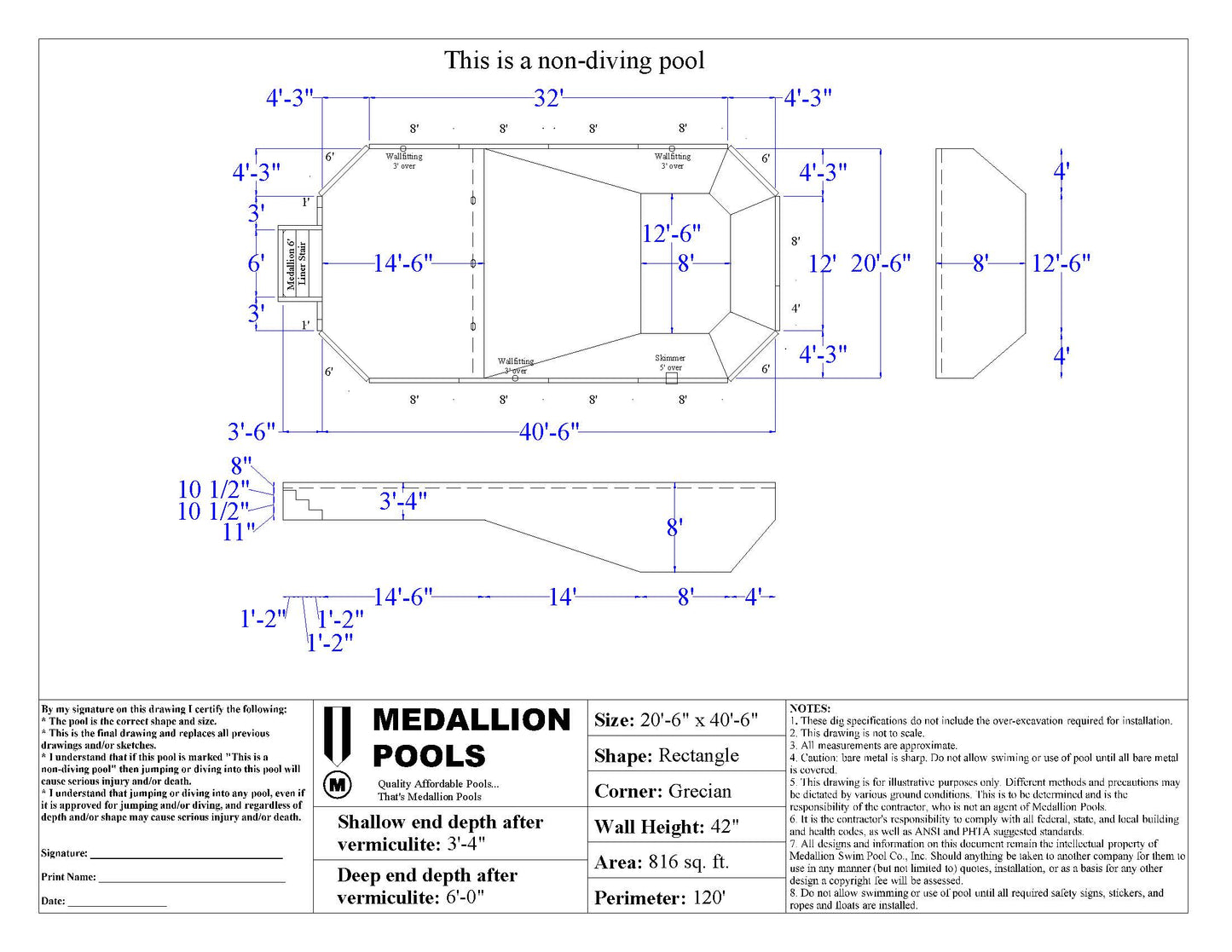 DIY Grecian Pool Kit - Above Ground - Semi Inground - Fully Inground - Steel or Aluminum - Non-Diving